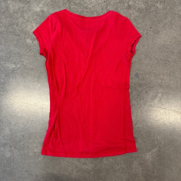 Vintage Y2K Aeropostale Sequin Red Black Baby Tee Short Sleeve Medium - Picture 2 of 5